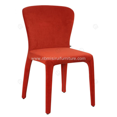 Italian minimalist red leather armrest dining chairs